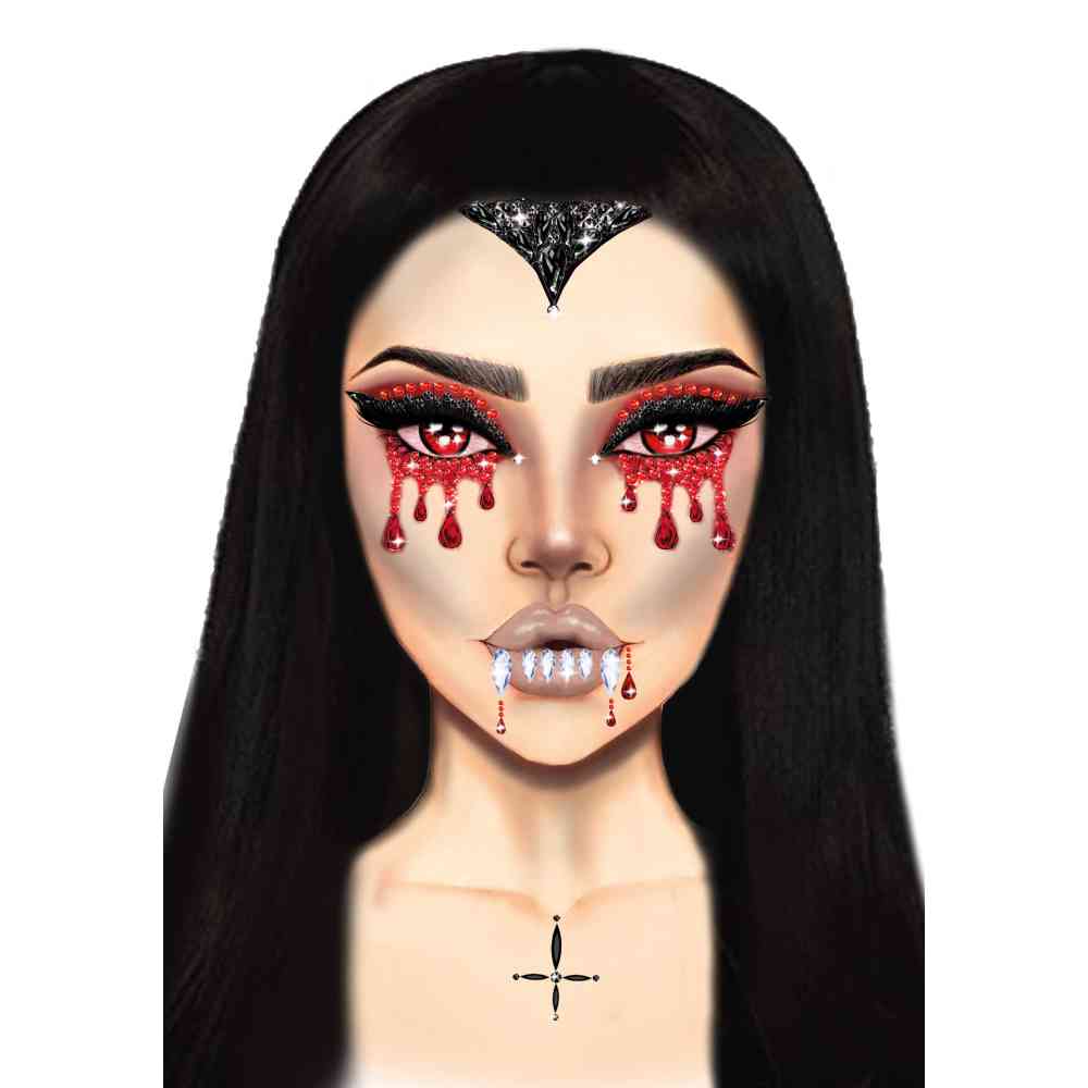 Leg Avenue - Vampire Face Jewel Diamond Sticker - Multicolours